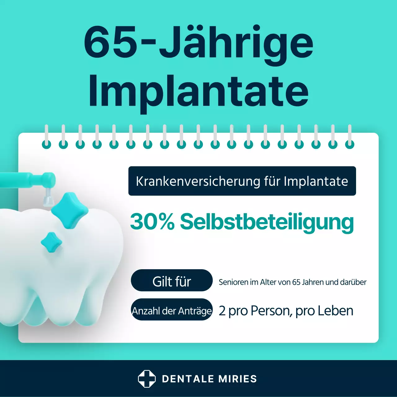 Eine einfache mintfarbene und weiße zahnmedizinische Werbesendung