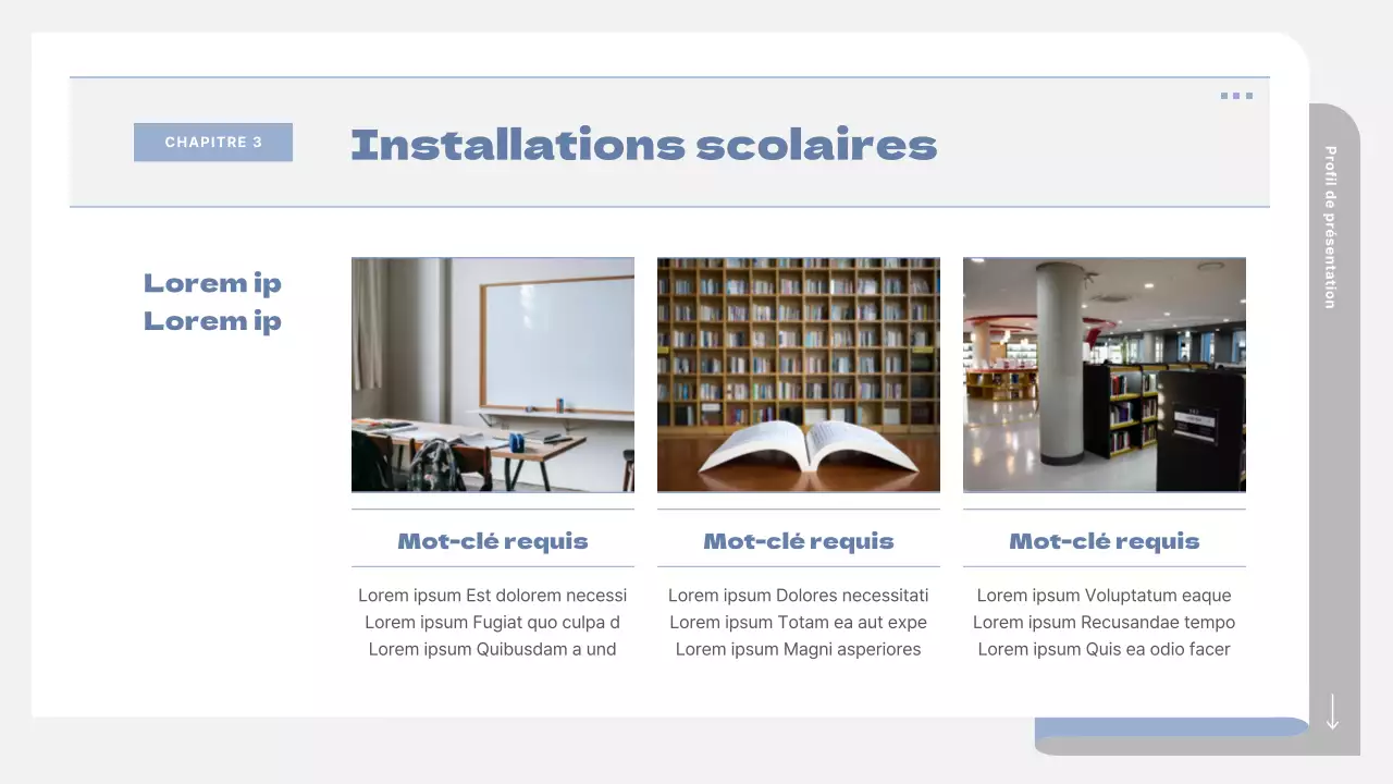 Un prospectus scolaire simple en gris et bleu