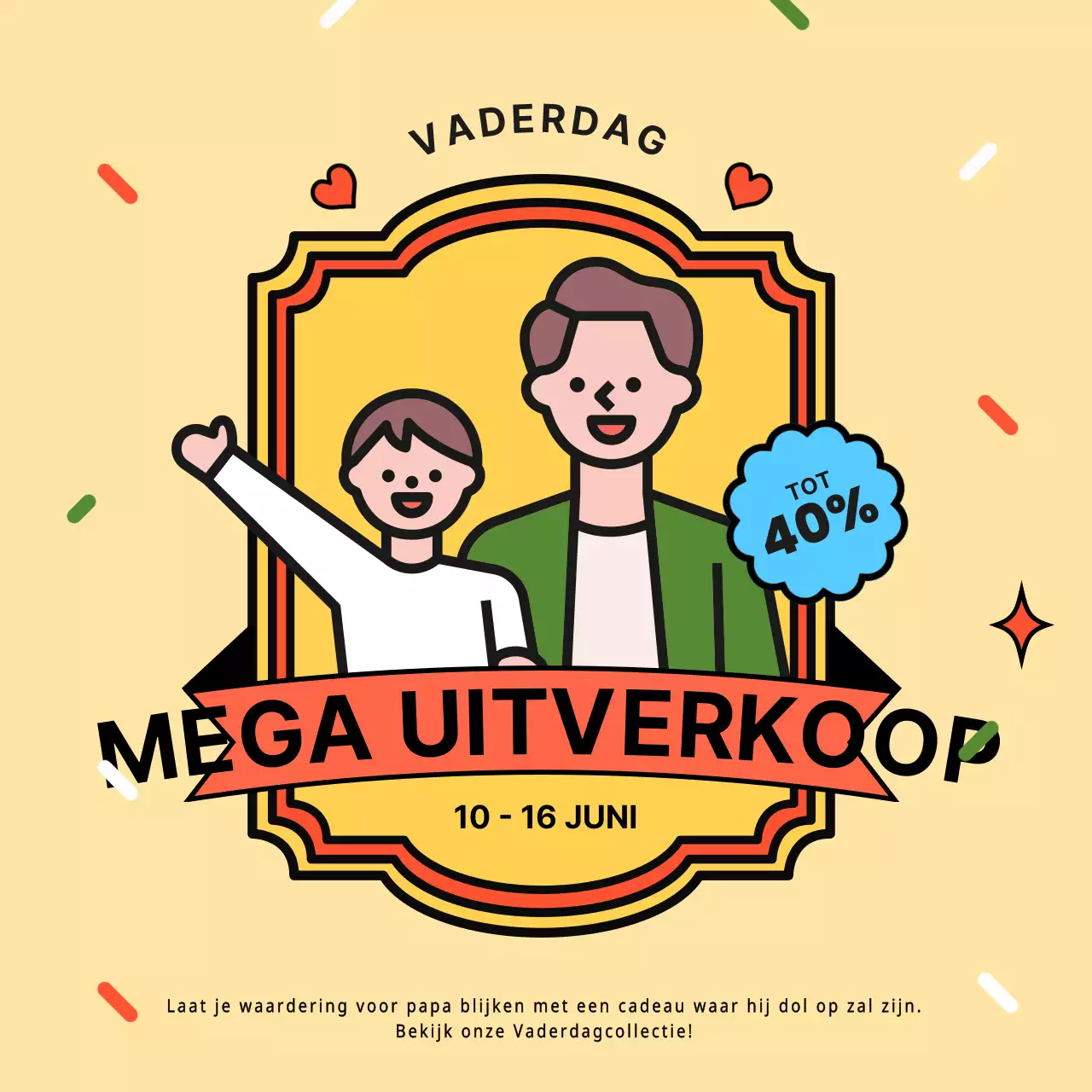 Advertentie voor een eenvoudig vaderdagcadeau in oranje en geel