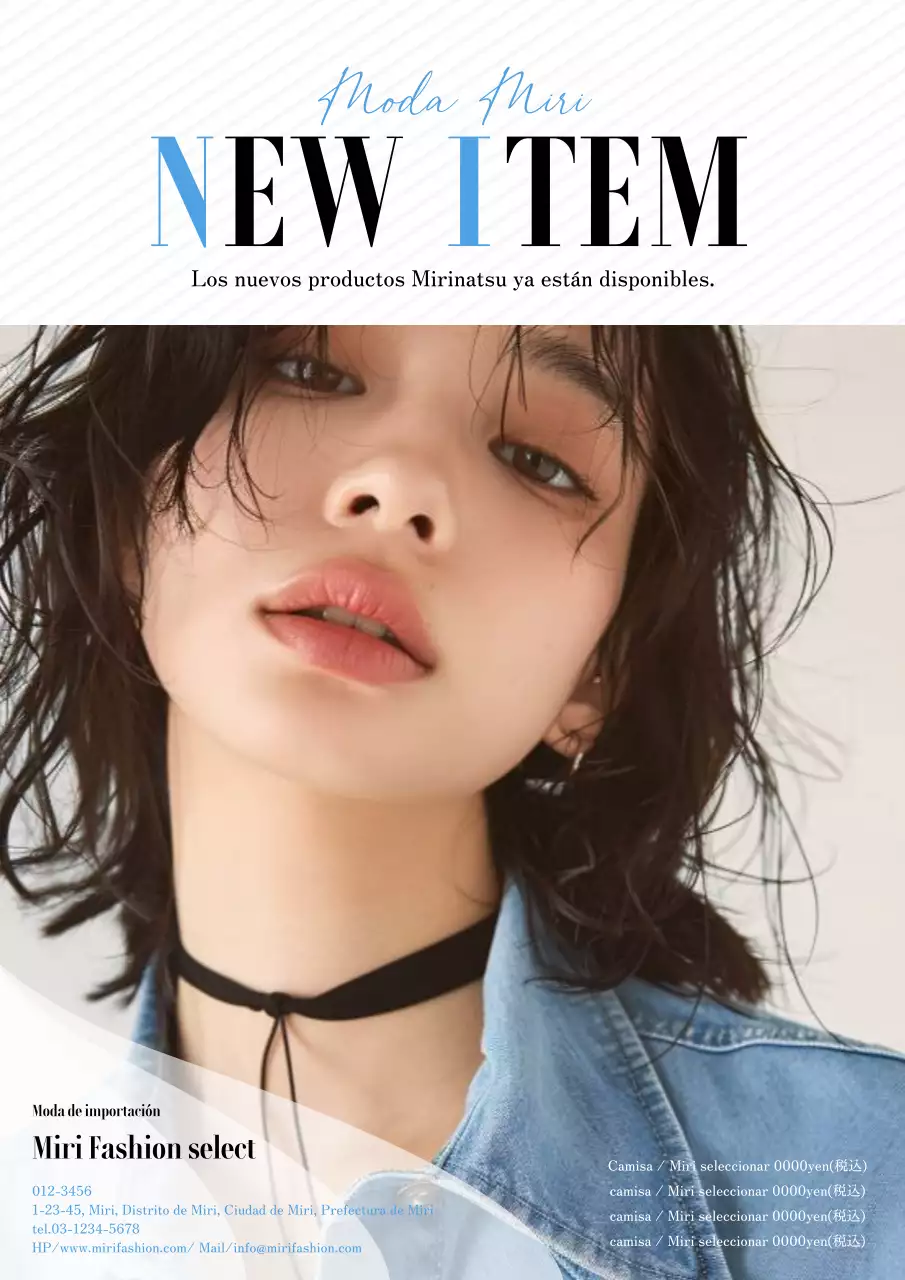 Anuncio de moda elegante y moderno en azul y negro