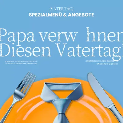 Bewerben Sie ein trendiges Vatertagsmenü in Hellblau und Orange