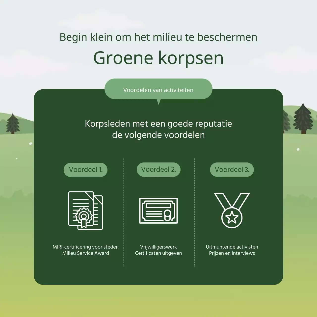 Een eenvoudige groen-witte beschrijving voor het werven van studentenvrijwilligers