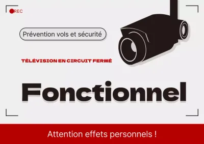 Un simple avis d'installation de vidéosurveillance rouge et noir