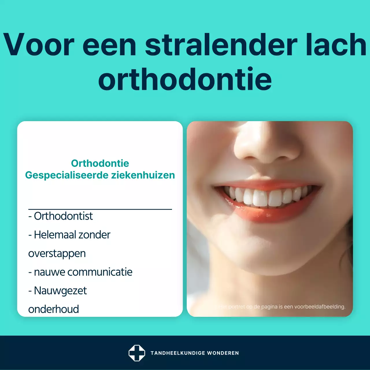 Een eenvoudige promotiepost voor tandartsen in mint en wit