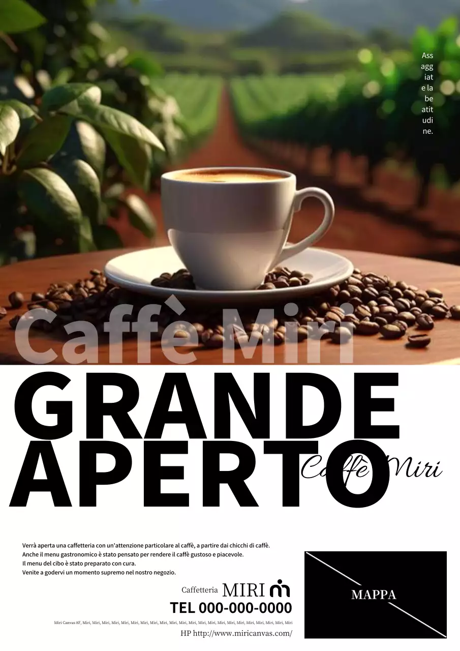 Semplice pubblicità di inaugurazione di un caffè bianco