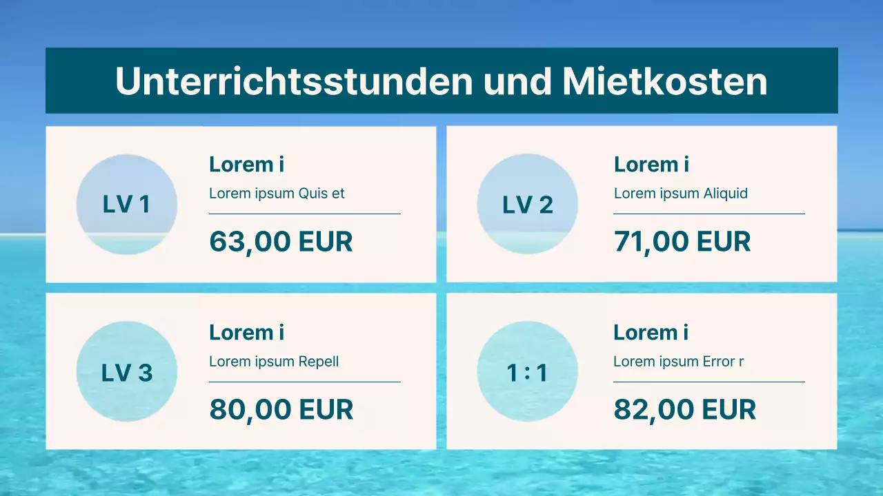 Über das trendige Surfshop-Layout in Blau