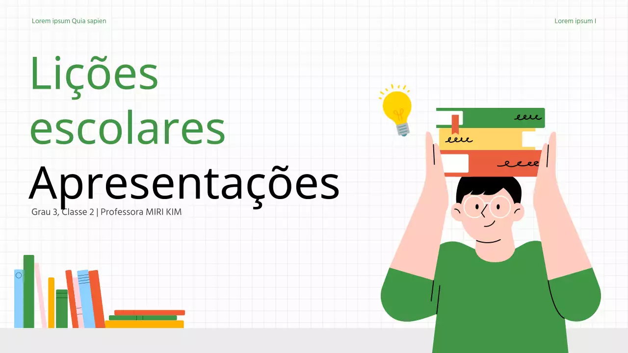 Plano de aula simples verde e branco para professores