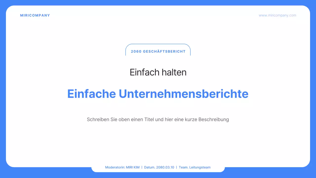 Einfache Unternehmensberichte in Blau