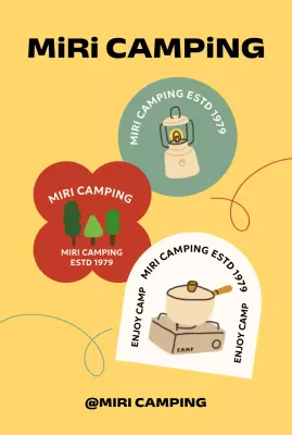 Tempat perkemahan dengan berbagai bentuk dan gambar perkemahan yang digambar tangan