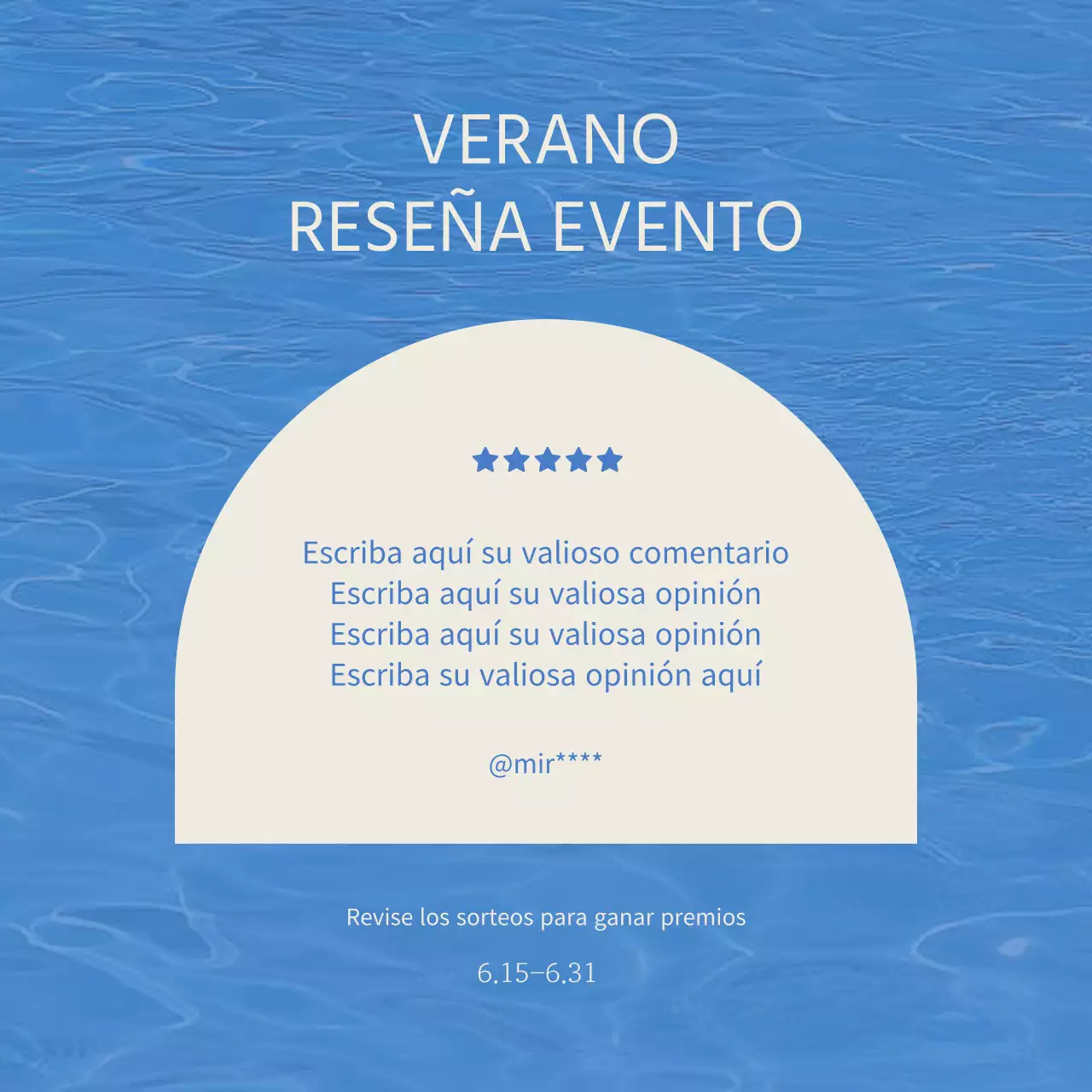 Un sencillo anuncio de rebajas de verano en azul claro y azul