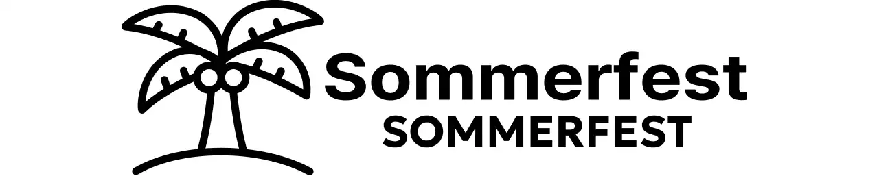 Einfaches Sommerfest mit Palmenillustrationen