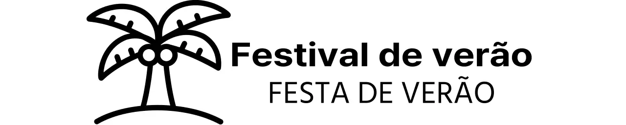 Festival de verão simples com ilustrações de palmeiras