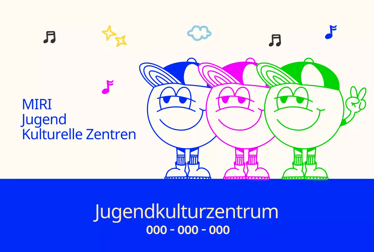 Helles und niedliches Jugendkulturzentrum mit Jugendfiguren