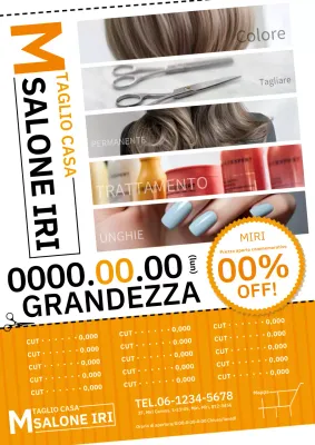 Pubblicità geometrica moderna di un salone di bellezza in arancione e bianco