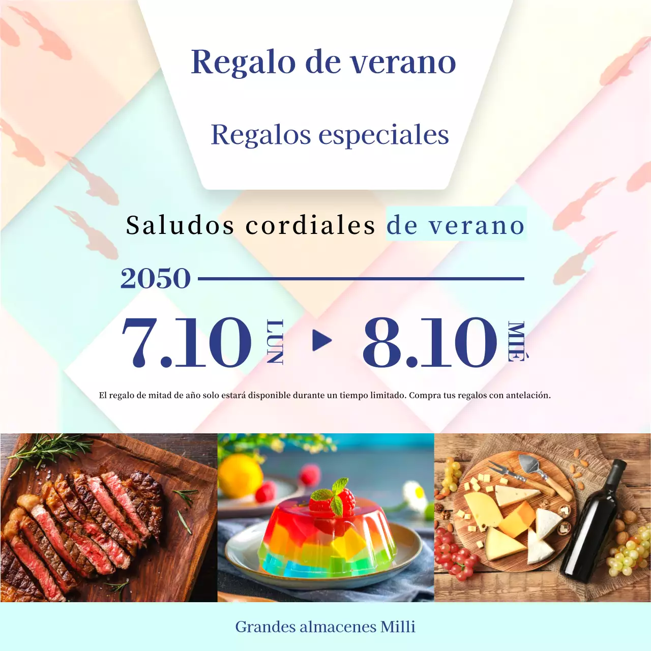 Bonita promoción de productos de regalo en tonos pastel para regalar a mediados de año.