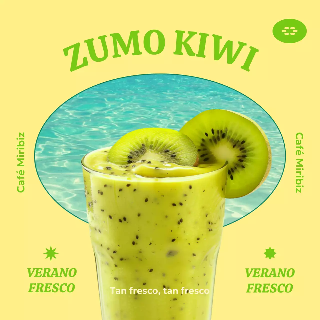 Banner de zumo de kiwi para refrescarse en verano