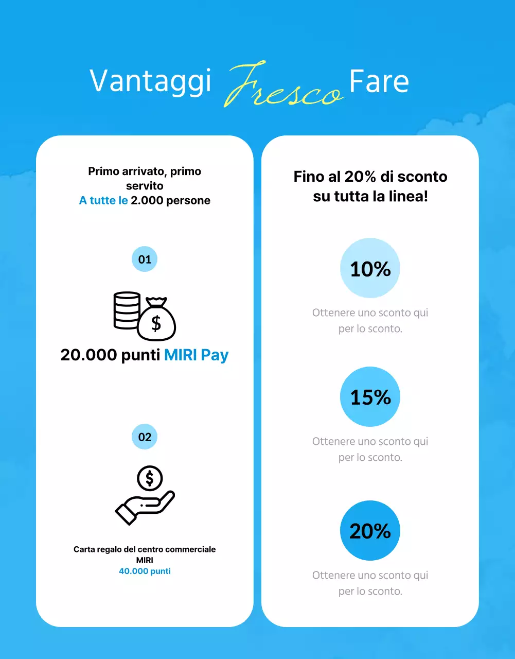 Annuncio di saldi estivi con accenti blu e gialli