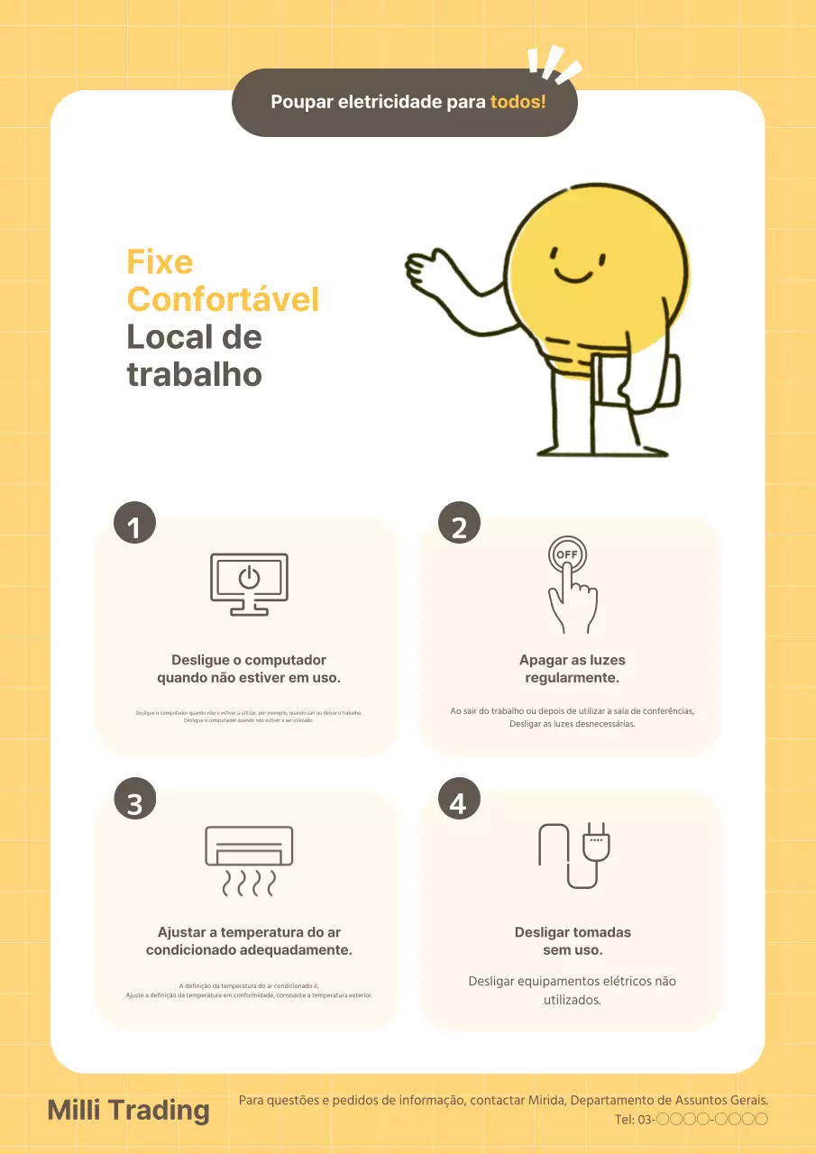Campanha simples, amarela e branca, que apela à cooperação na poupança de eletricidade