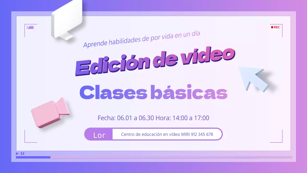 Púrpura y azul, edición de vídeo cibernético para promover clases de superación personal