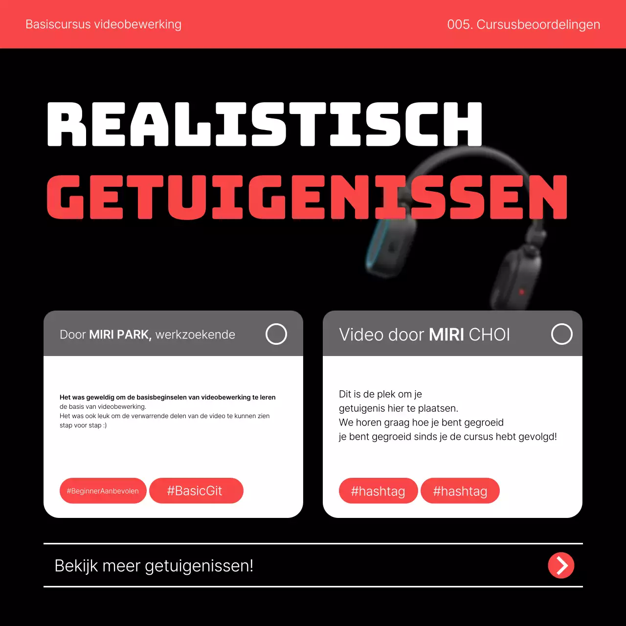 Promoot een eenvoudige rode en zwarte cursus voor zelfverbetering bij het bewerken van video's