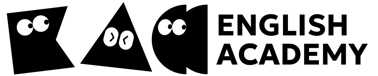 図形キャラクターが登場する可愛いコンセプトの英語アカデミー