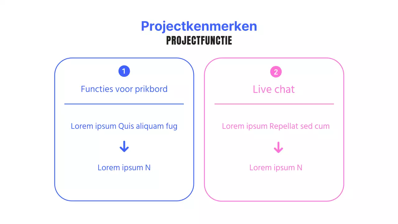 Een eenvoudige projectbeschrijving voor webontwikkeling in blauw en roze