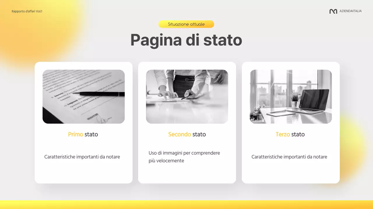 Una moderna relazione aziendale in giallo e grigio