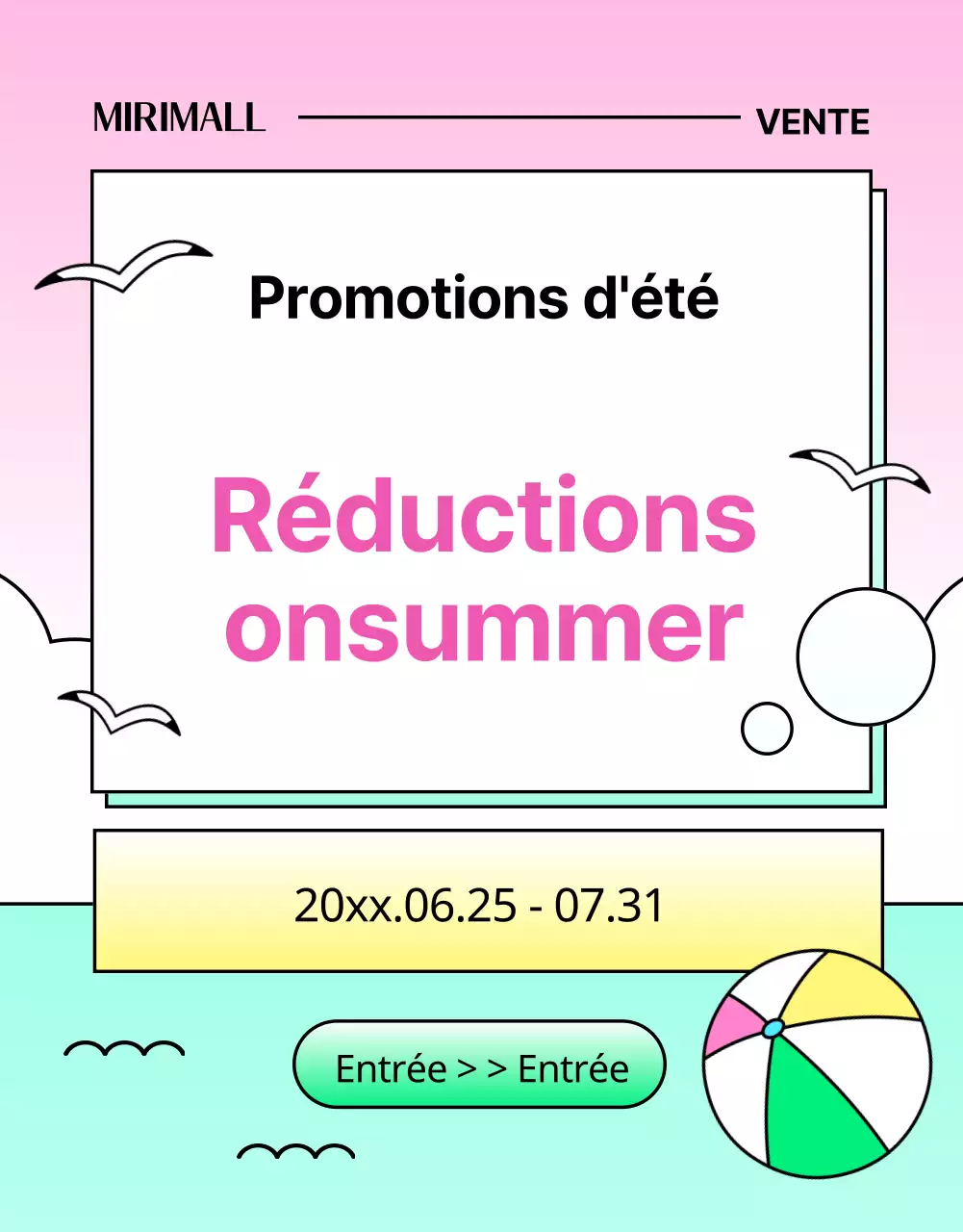 Promouvoir un été tropical en bleu clair et rose