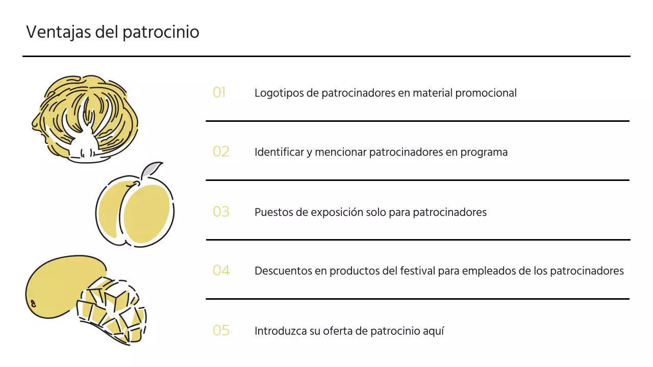Propuesta de patrocinio de una fiesta local en amarillo