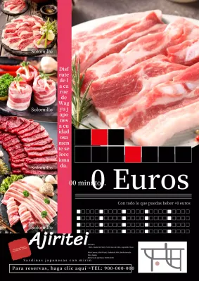 Sencillo anuncio en blanco y negro de una tienda de wagyu