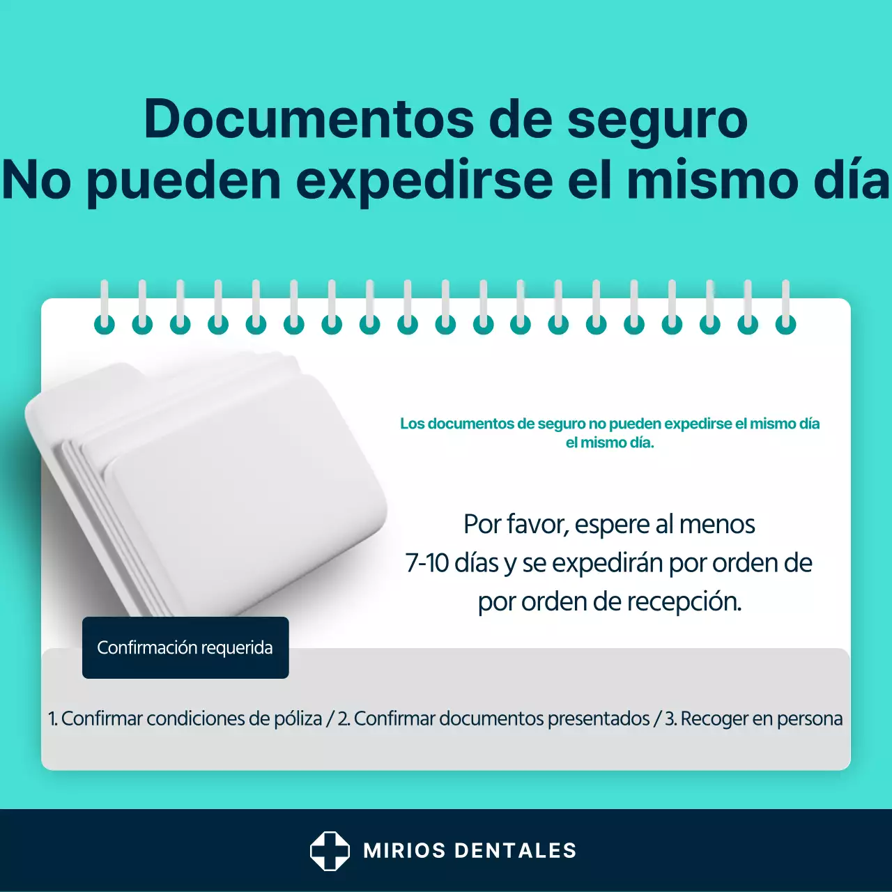 Un sencillo post promocional dental en blanco y menta