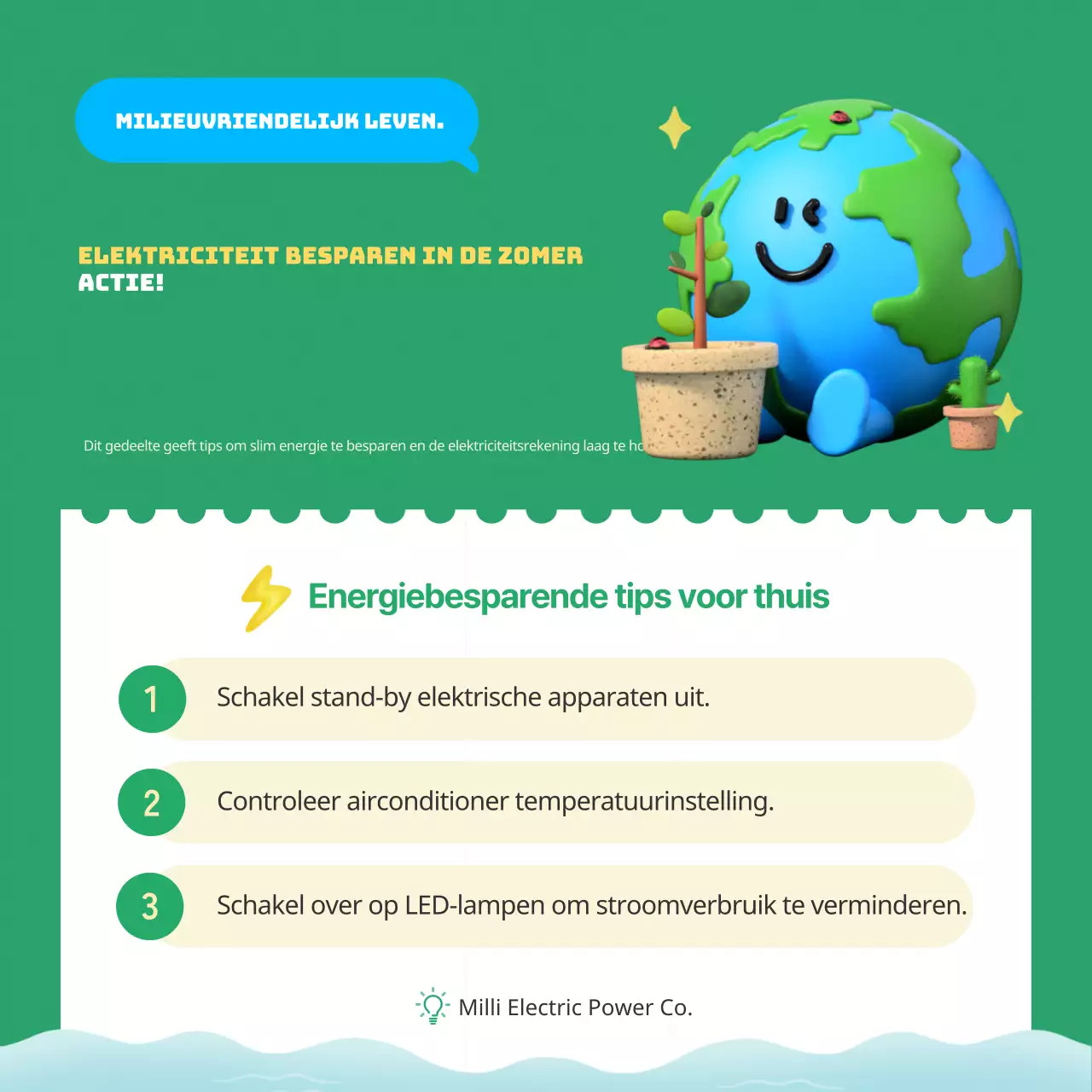 Een schattige blauwgroene campagne voor zomerbehoud