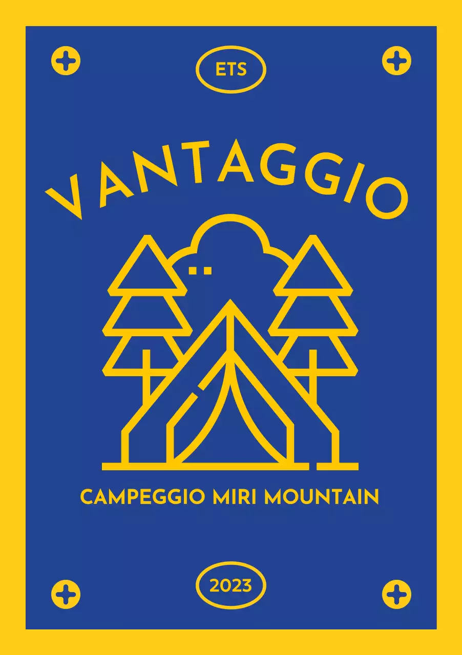 Design con icona del campeggio simile a una bandiera