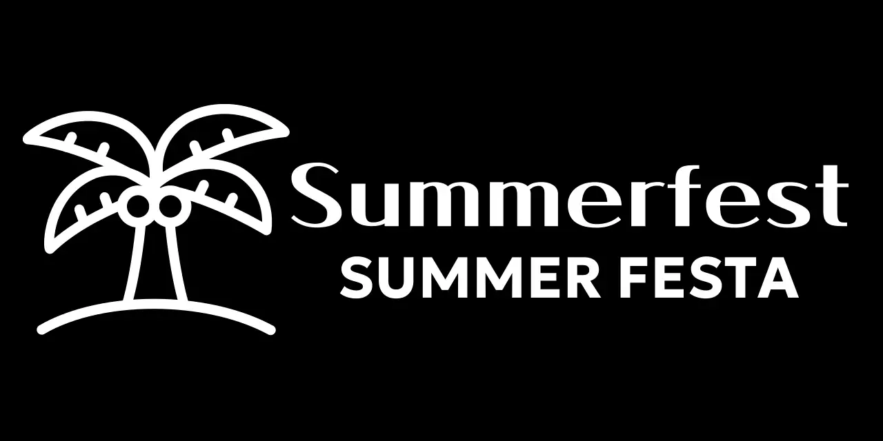 Simple summer festival with palm tree illustrations