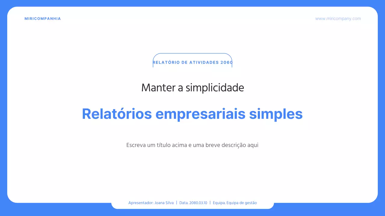 Relatórios empresariais simples em azul