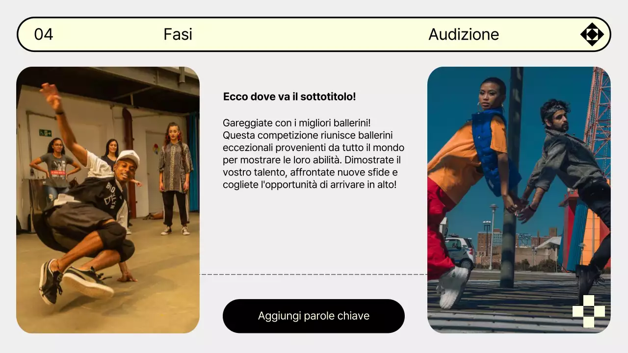 Promuovete la vostra audizione di danza con i colori di tendenza grigio e giallo