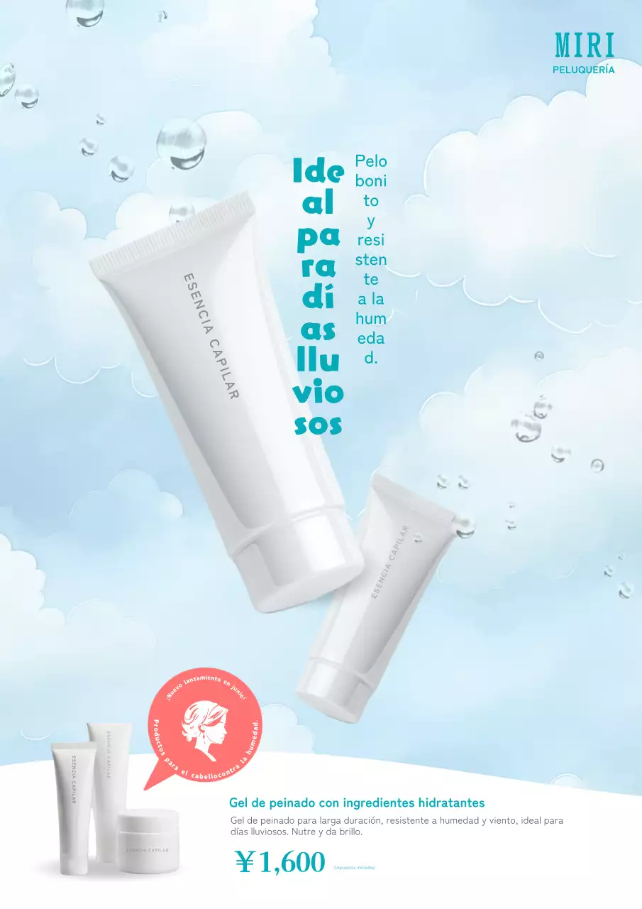 Promociona tus encantadores productos para el cuidado del cabello de la temporada de lluvias en azul cielo