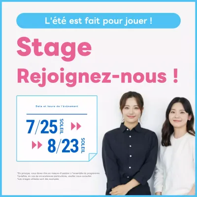 Stages universitaires d'été minimalistes bleu clair et rose !
