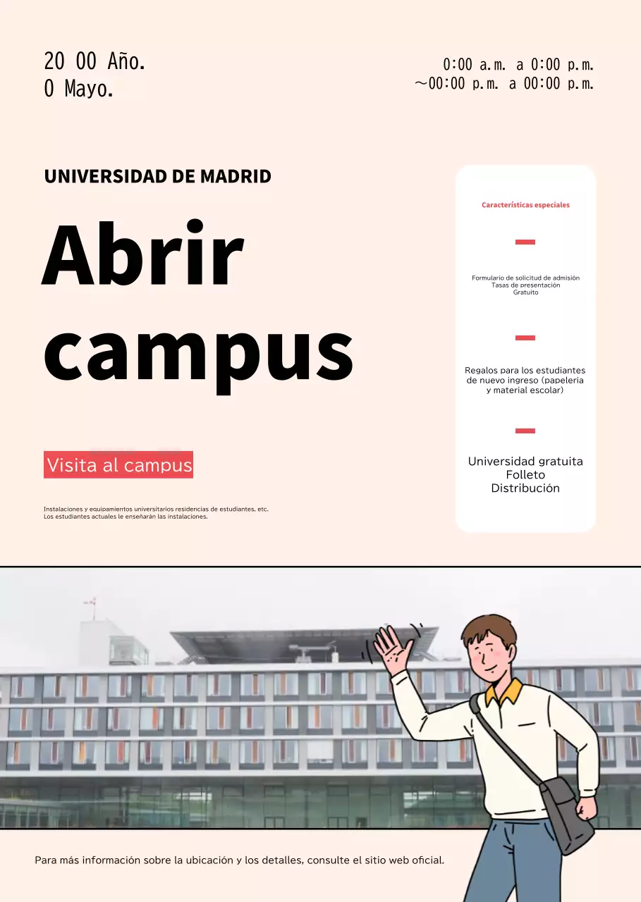 Un sencillo anuncio rojo y amarillo del campus universitario