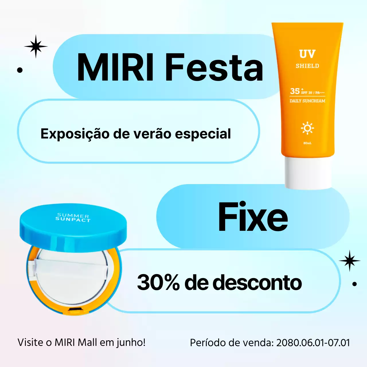 Promover uma exposição de verão simples em azul claro
