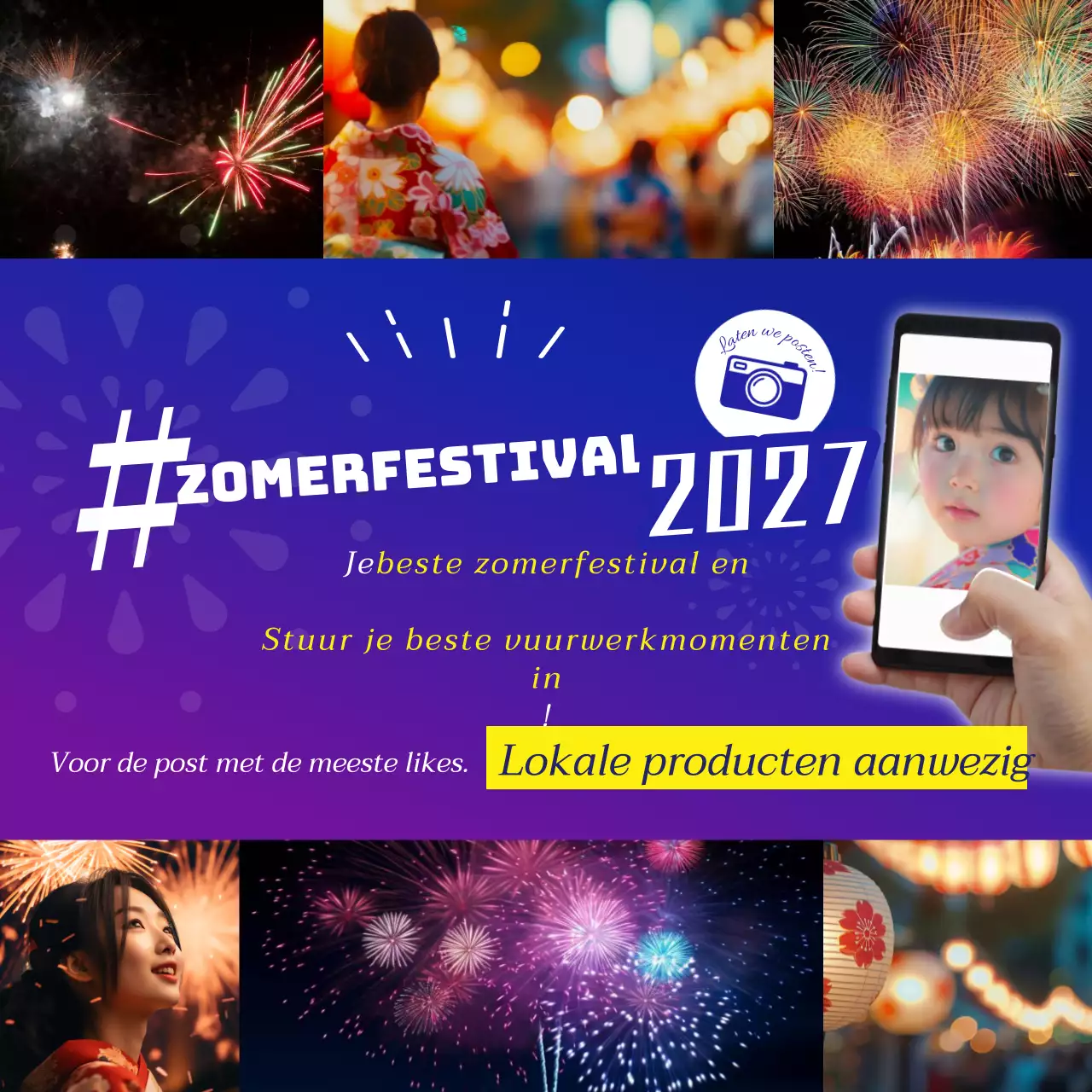 Paars en kleurrijk feestvuurwerk promoten