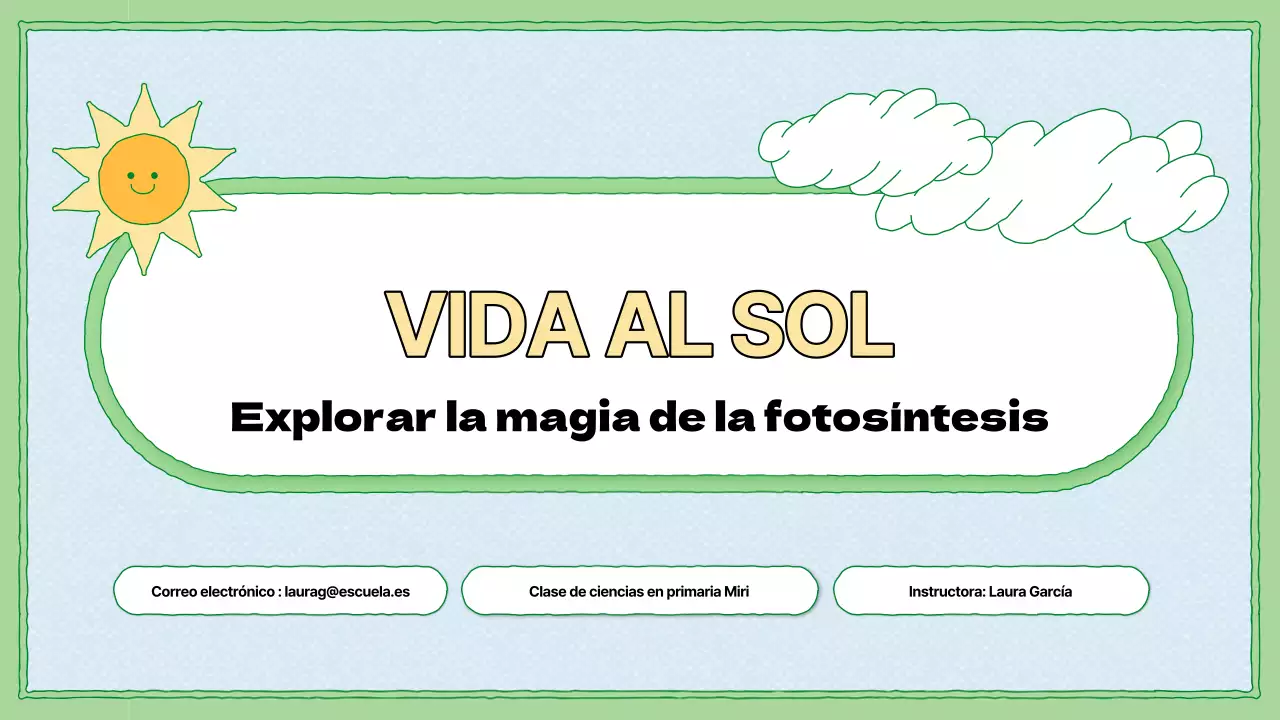 Recursos educativos sobre fotosíntesis en chartreuse y azul claro