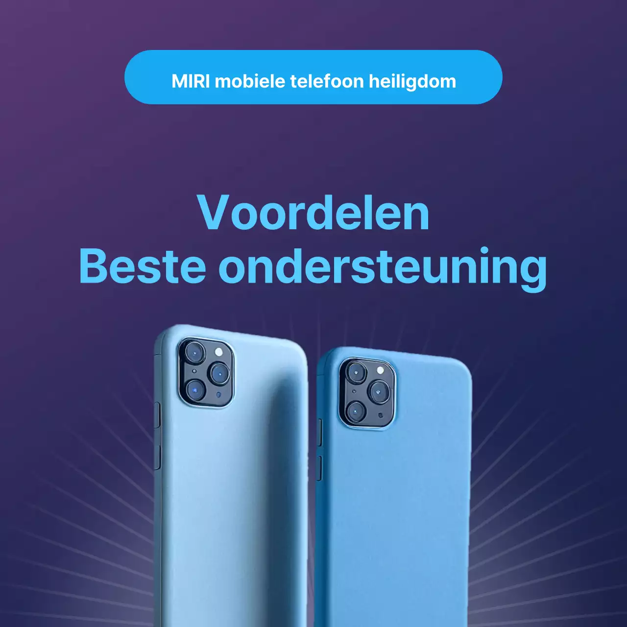Eenvoudige schrijnreclame voor mobiele telefoons in lichtblauw en paars