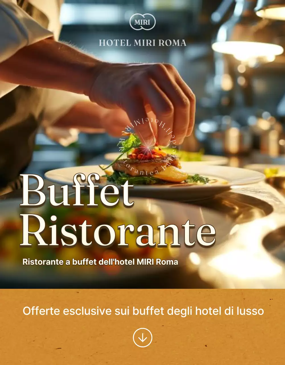 Un lussuoso buffet d'albergo in arancione e marrone.
