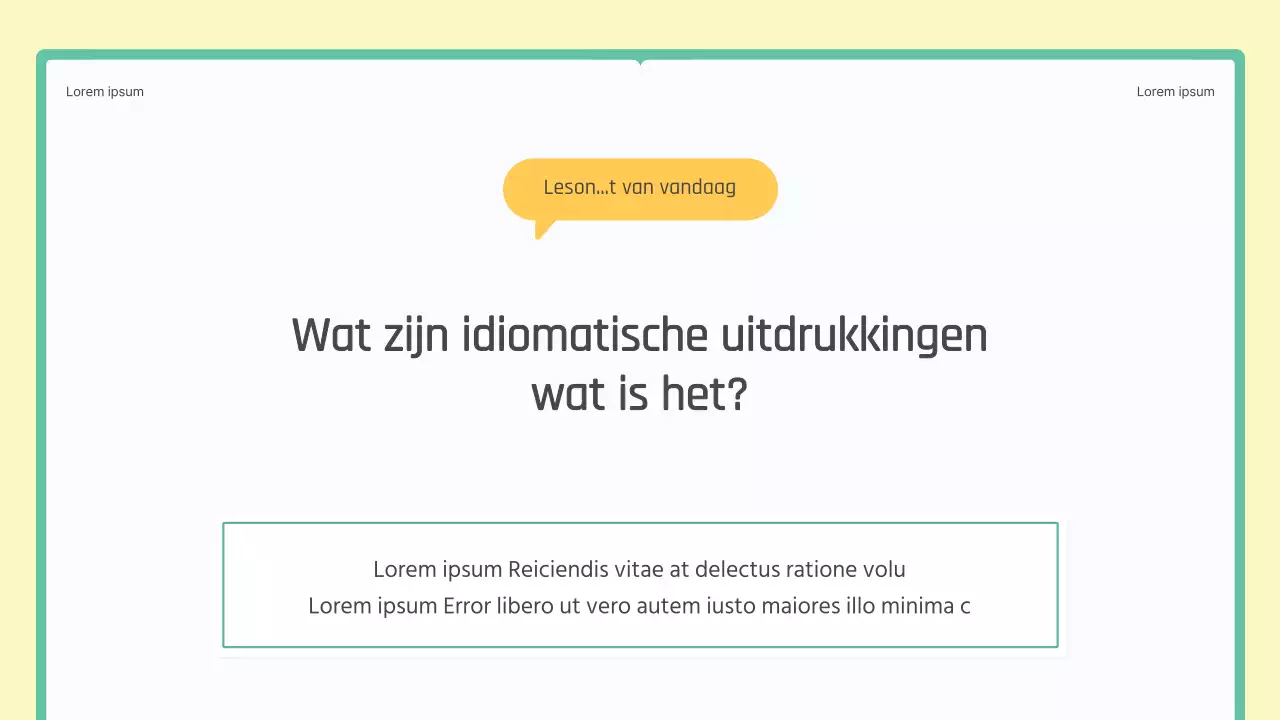Een groen en geel boek conceptles voor Koreaanse idiomatische uitdrukkingen op de middelbare school