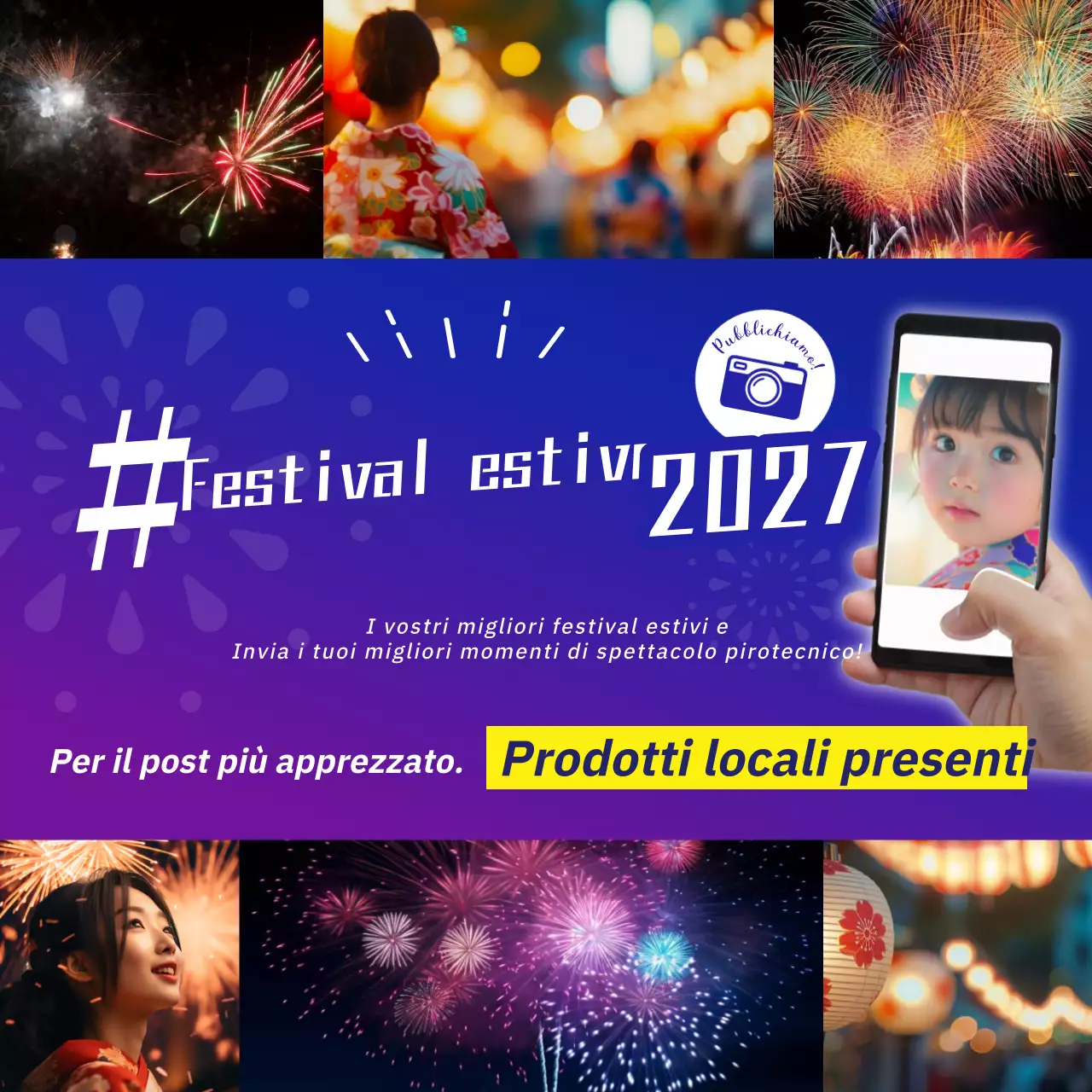 Promuovere fuochi d'artificio colorati e viola