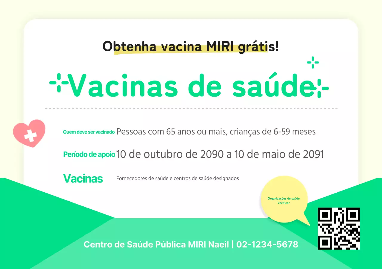 Avisos de vacinação sanitária amarelos e verdes