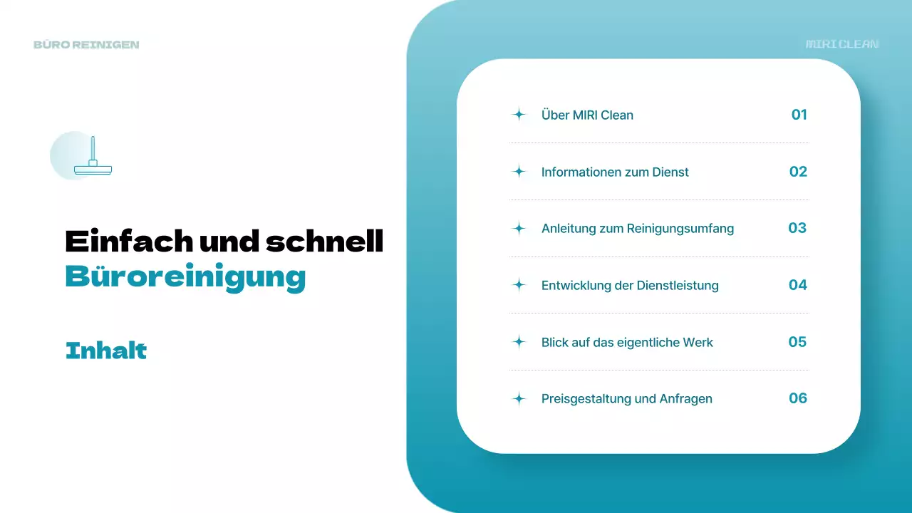 Ein hellblauer, moderner vertikaler Prospekt für die Büroreinigung