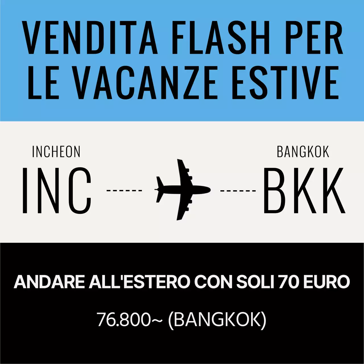  Promuovete gli sconti sui biglietti con una semplice combinazione di colori blu chiaro e nero.