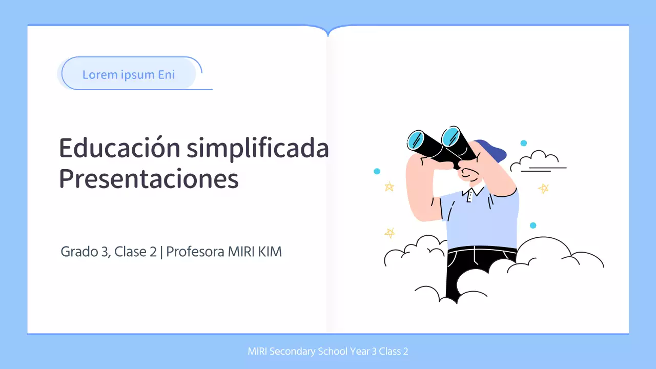 Plan de clases sencillo para profesores en azul y blanco